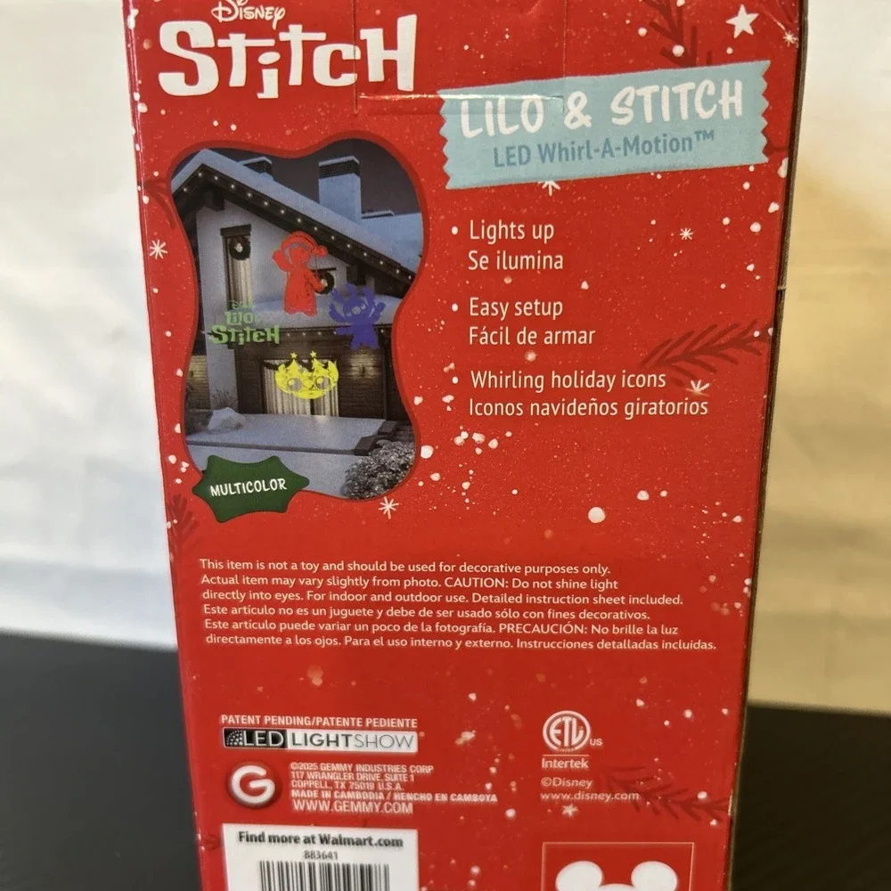 Disney Lilo & Stitch LED Whirl-A-Motion Christmas Light Projector Multicolor New